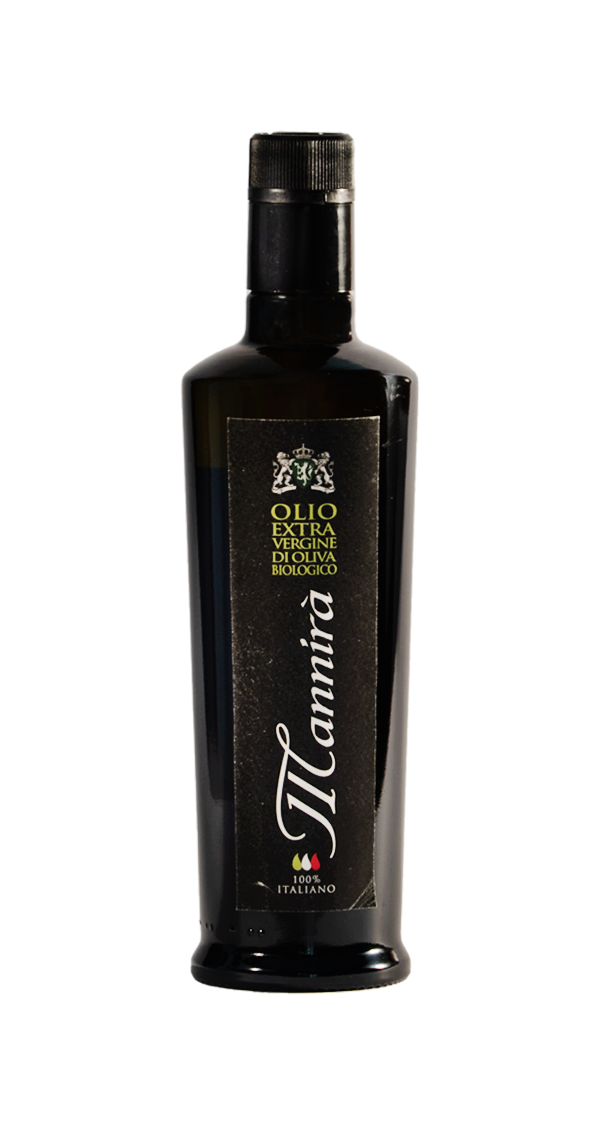 bottiglia di olio extravergine d'oliva biologico
